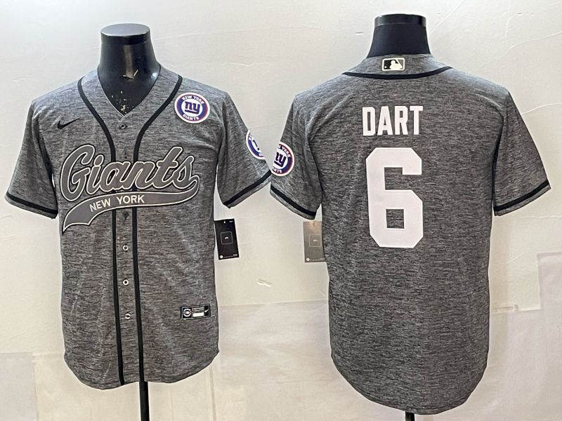 Men 2025 New York Giants #6 Dart Grey Joint Name Nike Limited NFL Jersey 07